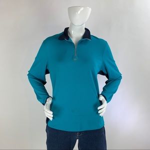 Women’s Extra Large (XL) Blue Striped REEBOK Long Sleeve Woven Pullover Top